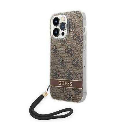 Guess GUOHCP14XH4STW iPhone 14 Pro Max 6,7" brązowy/brown hardcase 4G Print Strap