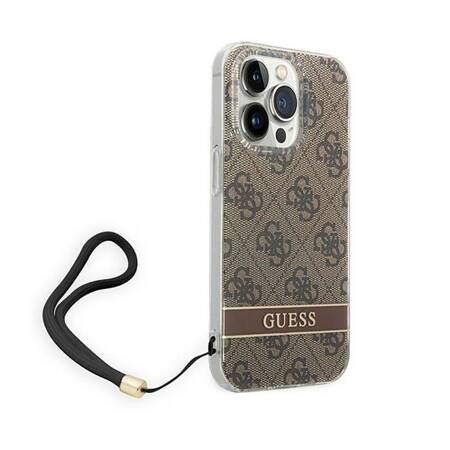 Guess GUOHCP14XH4STW iPhone 14 Pro Max 6,7" brązowy/brown hardcase 4G Print Strap