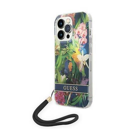 Guess GUOHCP14XHFLSB iPhone 14 Pro Max 6,7" niebieski/blue hardcase Flower Strap