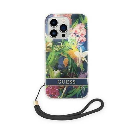 Guess GUOHCP14XHFLSB iPhone 14 Pro Max 6,7" niebieski/blue hardcase Flower Strap