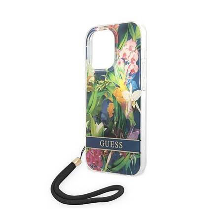 Guess GUOHCP14XHFLSB iPhone 14 Pro Max 6,7" niebieski/blue hardcase Flower Strap