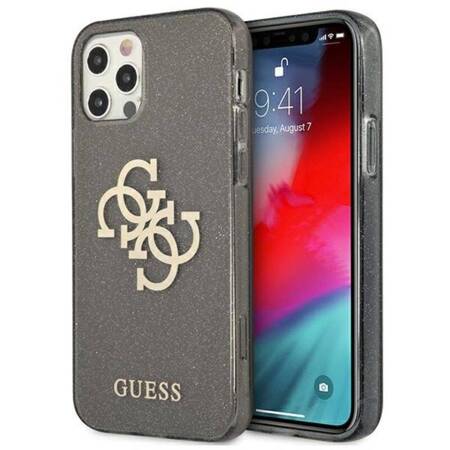 Guess Glitter 4G Big Logo - Etui iPhone 12 Pro Max (czarny)