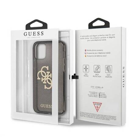 Guess Glitter 4G Big Logo - Etui iPhone 12 / iPhone 12 Pro (czarny)