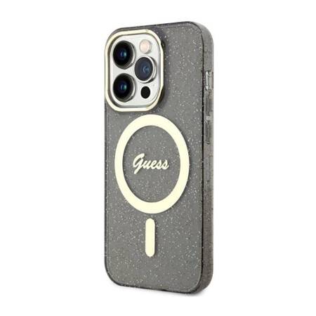 Guess Glitter Gold MagSafe - Etui iPhone 14 Pro Max (Czarny)