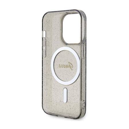 Guess Glitter Gold MagSafe - Etui iPhone 14 Pro Max (Czarny)