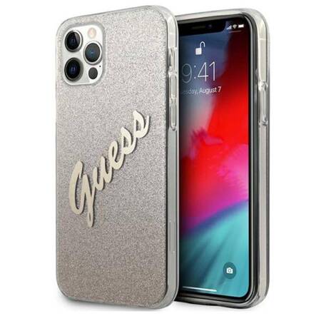 Guess Glitter Gradient Script - Etui iPhone 12 Pro Max (złoty)