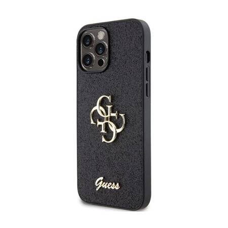 Guess Glitter Script Big 4G - Etui iPhone 13 Pro Max (czarny)