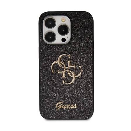 Guess Glitter Script Big 4G - Etui iPhone 14 Pro Max (czarny)