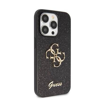 Guess Glitter Script Big 4G - Etui iPhone 14 Pro Max (czarny)