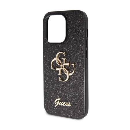 Guess Glitter Script Big 4G - Etui iPhone 14 Pro Max (czarny)