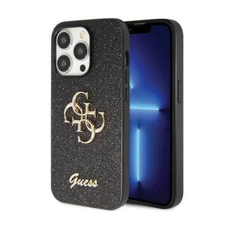 Guess Glitter Script Big 4G - Etui iPhone 14 Pro (czarny)