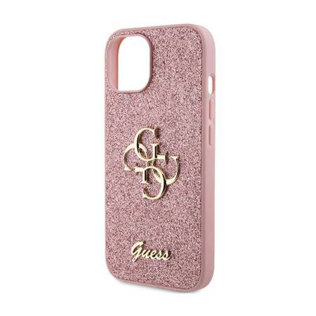 Guess Glitter Script Big 4G - Etui iPhone 15 Plus (różowy)