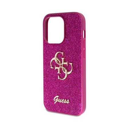 Guess Glitter Script Big 4G - Etui iPhone 15 Pro Max (fioletowy)