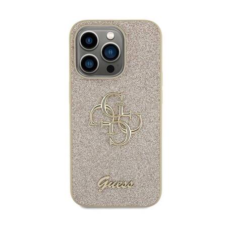 Guess Glitter Script Big 4G - Etui iPhone 15 Pro Max (złoty)