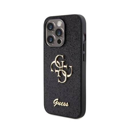 Guess Glitter Script Big 4G - Etui iPhone 15 Pro (czarny)