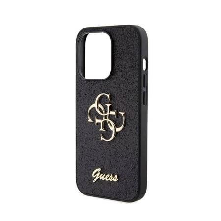 Guess Glitter Script Big 4G - Etui iPhone 15 Pro (czarny)