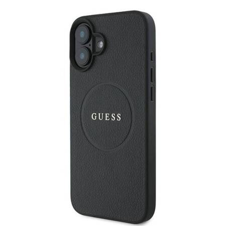 Guess Grained Ring MagSafe - Etui iPhone 16 Plus (czarny)