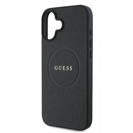 Guess Grained Ring MagSafe - Etui iPhone 16 Plus (czarny)