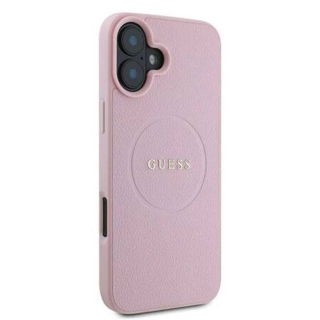 Guess Grained Ring MagSafe - Etui iPhone 16 Plus (różowy)