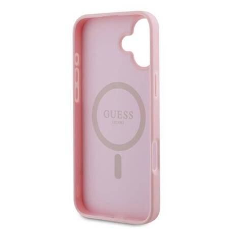 Guess Grained Ring MagSafe - Etui iPhone 16 Plus (różowy)