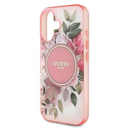 Guess IML Flower & Tonal Circle MagSafe - Etui iPhone 16 Plus (różowy)