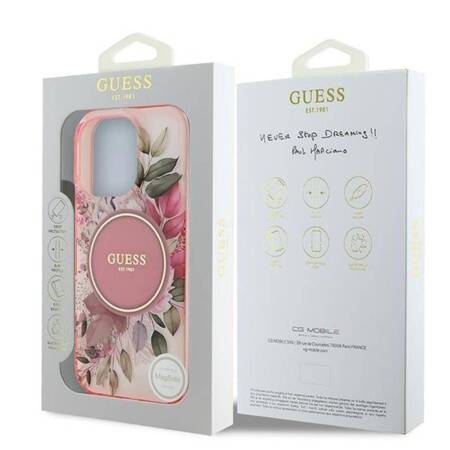 Guess IML Flower & Tonal Circle MagSafe - Etui iPhone 16 Pro Max (różowy)