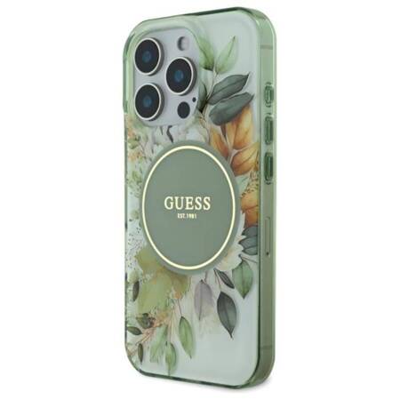 Guess IML Flower & Tonal Circle MagSafe - Etui iPhone 16 Pro Max (zielony)