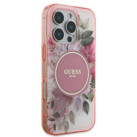 Guess IML Flower & Tonal Circle MagSafe - Etui iPhone 16 Pro (różowy)