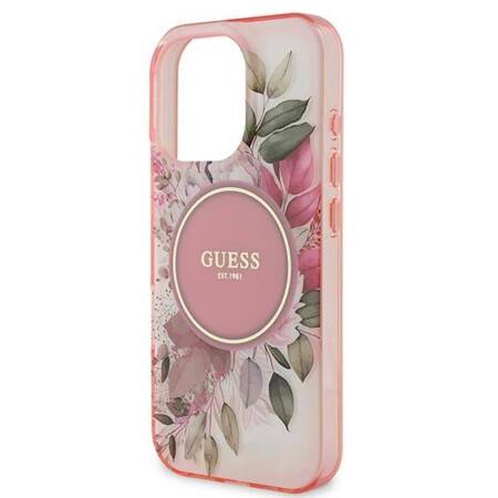 Guess IML Flower & Tonal Circle MagSafe - Etui iPhone 16 Pro (różowy)