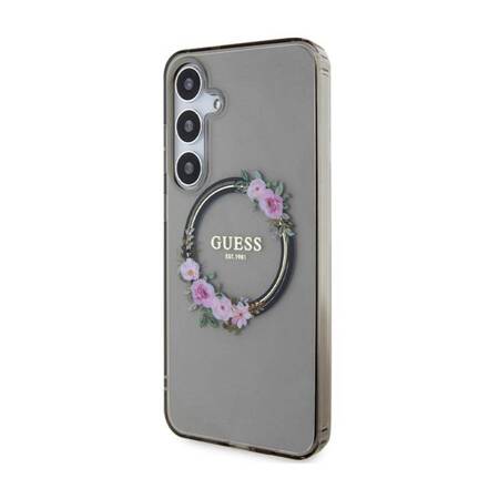 Guess IML Flowers Wreath MagSafe - Etui Samsung Galaxy S24+ (czarny)