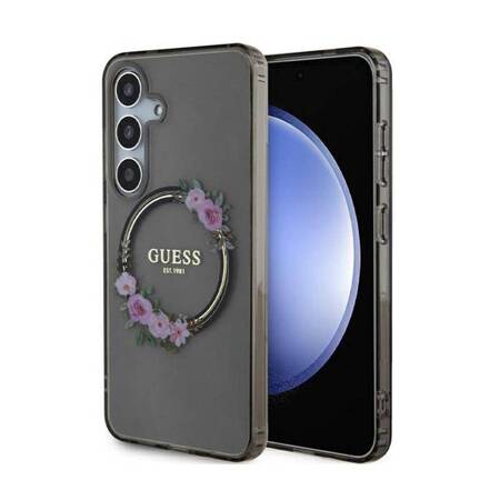 Guess IML Flowers Wreath MagSafe - Etui Samsung Galaxy S24 (czarny)