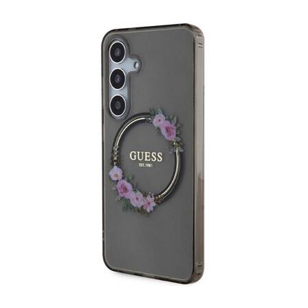 Guess IML Flowers Wreath MagSafe - Etui Samsung Galaxy S24 (czarny)