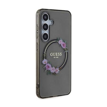 Guess IML Flowers Wreath MagSafe - Etui Samsung Galaxy S24 (czarny)