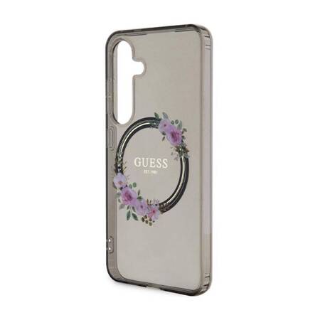 Guess IML Flowers Wreath MagSafe - Etui Samsung Galaxy S24 (czarny)