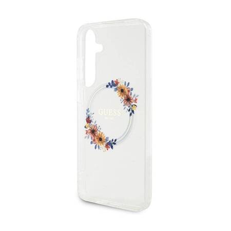 Guess IML Flowers Wreath MagSafe - Etui Samsung Galaxy S24+ (przezroczysty)