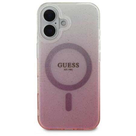 Guess IML Glitter Gradient MagSafe - Etui iPhone 16 Plus (różowy)