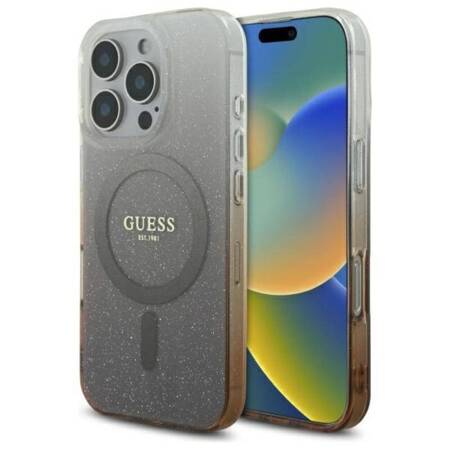 Guess IML Glitter Gradient MagSafe - Etui iPhone 16 Pro Max (brązowy)