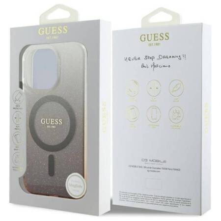 Guess IML Glitter Gradient MagSafe - Etui iPhone 16 Pro Max (brązowy)