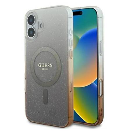 Guess IML Glitter Gradient MagSafe - Etui iPhone 16 (brązowy)