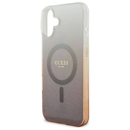 Guess IML Glitter Gradient MagSafe - Etui iPhone 16 (brązowy)