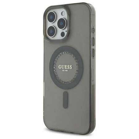 Guess IML Rhinestones MagSafe - Etui iPhone 16 Pro Max (czarny)