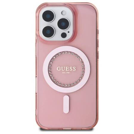 Guess IML Rhinestones MagSafe - Etui iPhone 16 Pro Max (różowy)