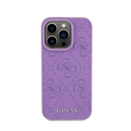 Guess Leather 4G Stamped - Etui iPhone 15 Pro (fioletowy)