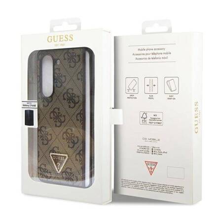 Guess Leather 4G Triangle Strass - Etui Samsung Z Fold 5 (brązowy)