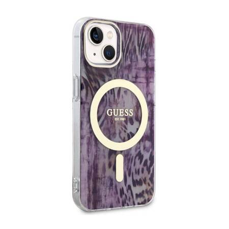 Guess Leopard MagSafe - Etui iPhone 14 (Różowy)