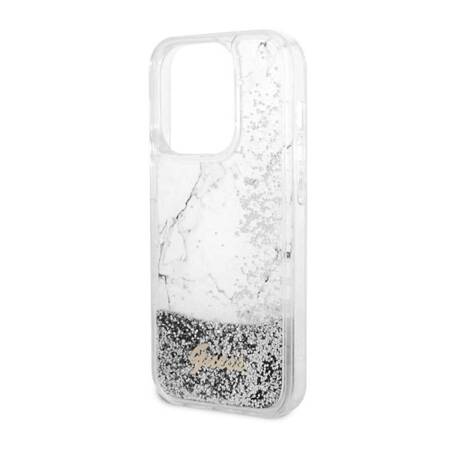 Guess Liquid Glitter Marble - Etui iPhone 14 Pro (Biały)