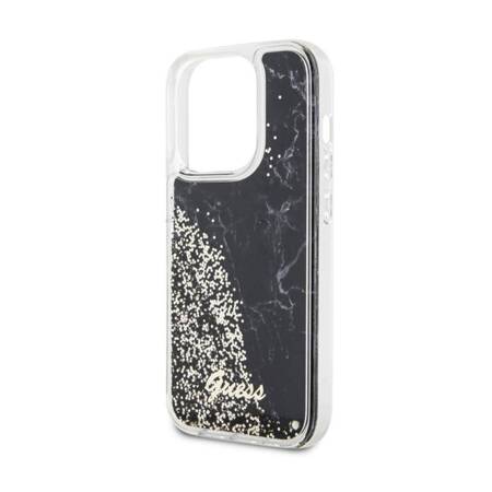 Guess Liquid Glitter Marble - Etui iPhone 14 Pro (Czarny)