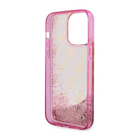 Guess Liquid Glitter Transculent 4G - Etui iPhone 14 Pro (Różowy)