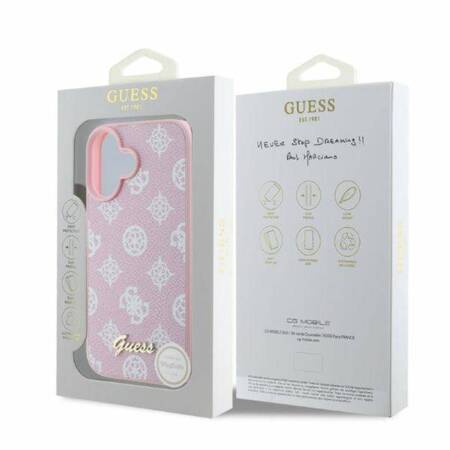 Guess Peony Script MagSafe - Etui iPhone 16 (różowy)