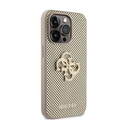 Guess Perforated 4G Glitter - Etui iPhone 15 Pro (złoty)